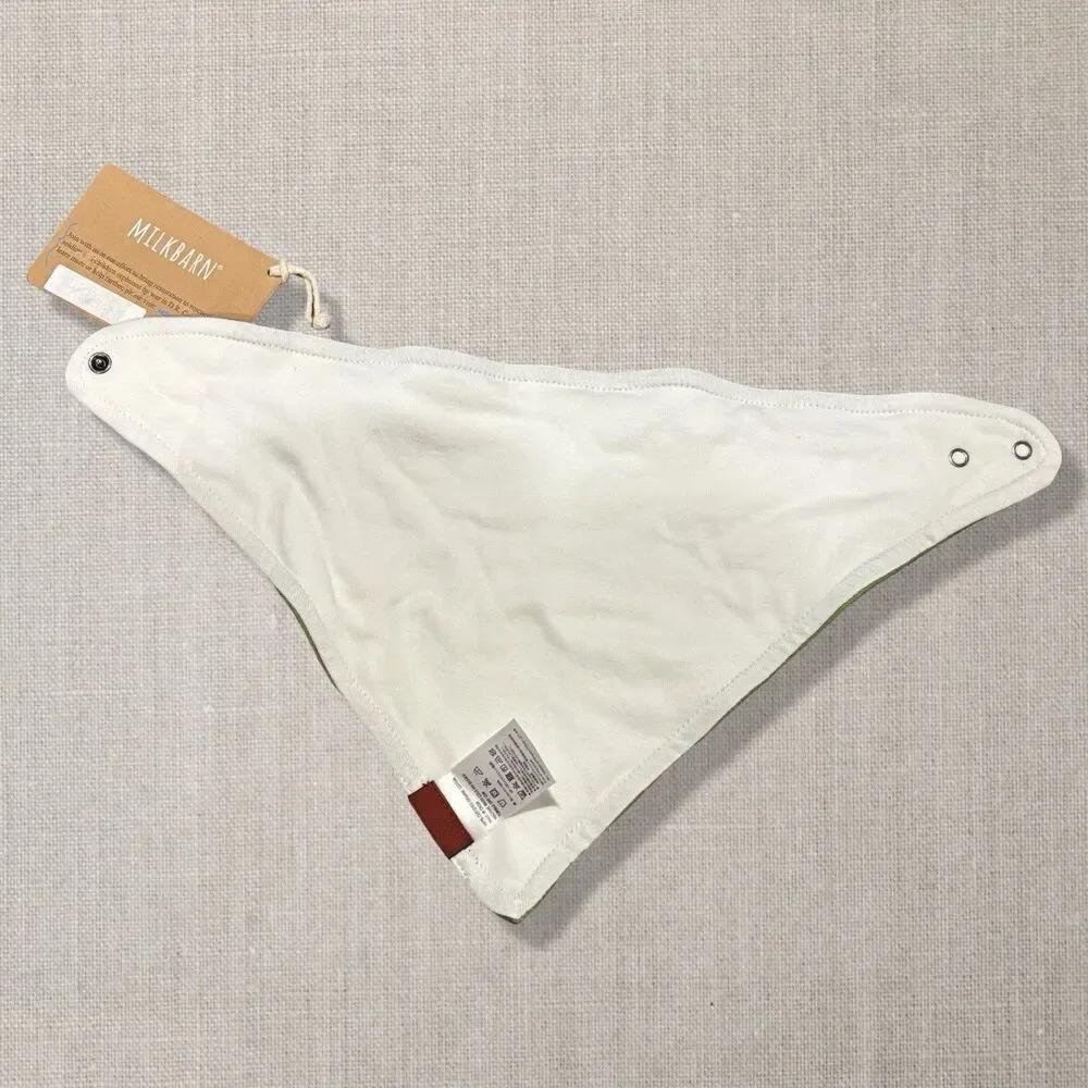 MilkBarn Organic Cotton Dog Print Baby Bandana Bib Green NWT Snap Closure